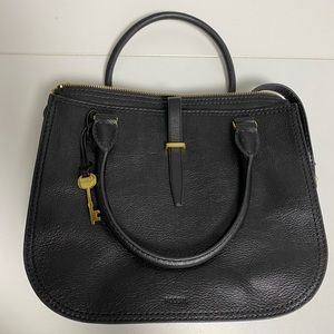 Black fossil satchel